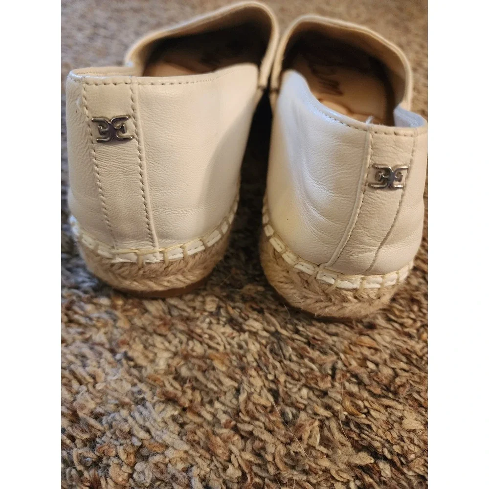 Sam Edelman Kesia White Leather Espadrille Slip On Flats Womens 8M EUR 38
